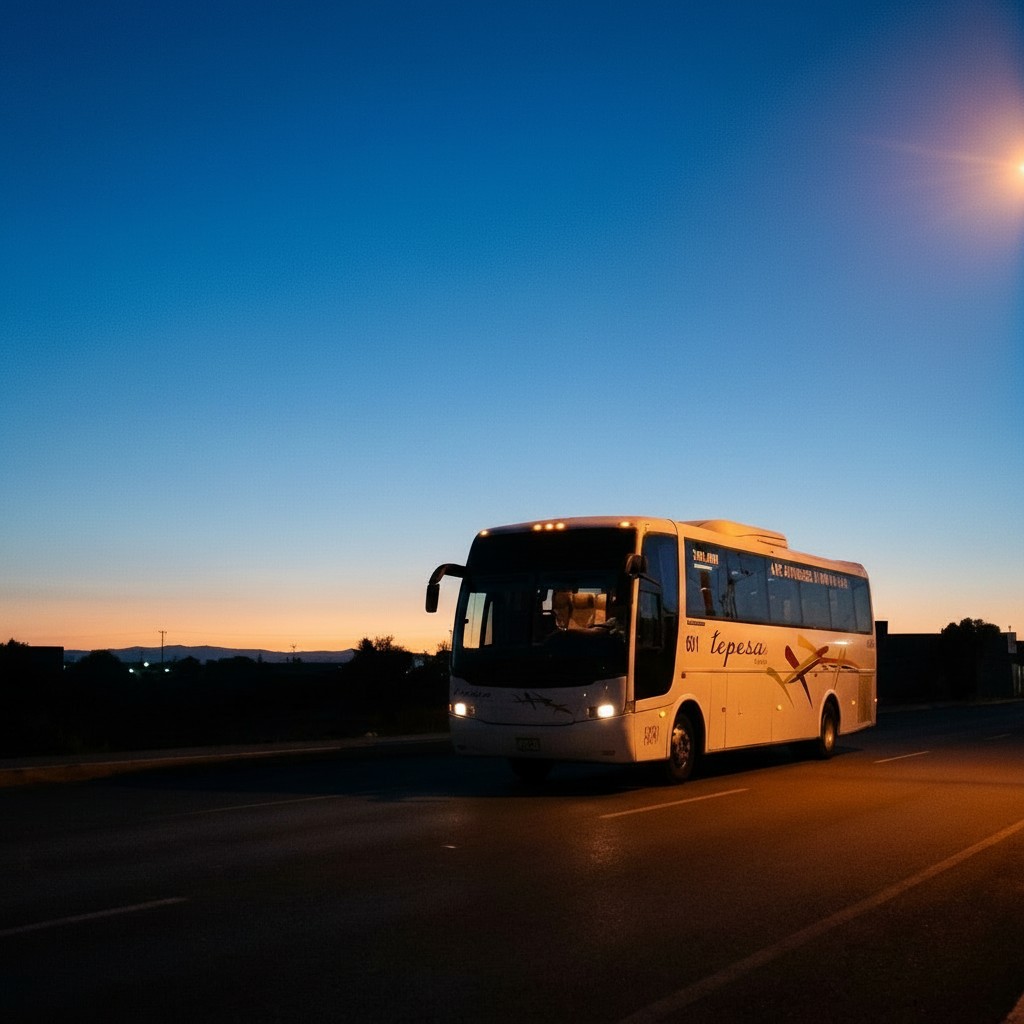 Autobús Tepesa al atardecer
